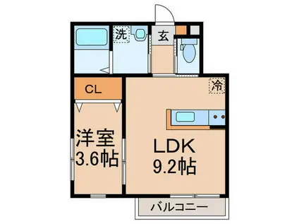 クーデリオン(1LDK/3階)の間取り写真