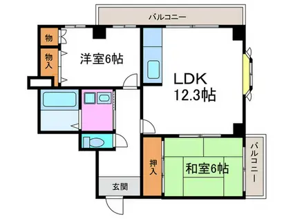 ソレーユYAMADA(2LDK/4階)の間取り写真