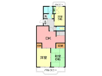 ハイツサニーサイド(3DK/3階)の間取り写真