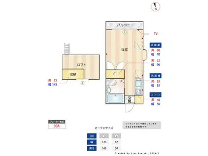 スカイクルーズ中台(ワンルーム/2階)の間取り写真