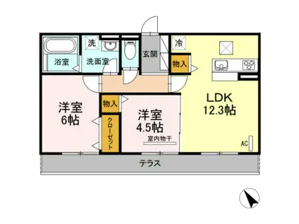 ディールームアネシス(2LDK/1階)の間取り写真