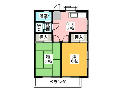 ハイツII(2DK/2階)の間取り写真