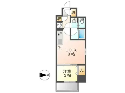 ヴェルデシア名駅南(1LDK/9階)の間取り写真