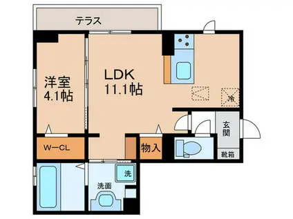 クオレアス乗江(1LDK/2階)の間取り写真