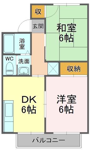 メゾンワルツA(2DK/2階)の間取り写真