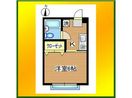 南風荘(1K/2階)の間取り写真