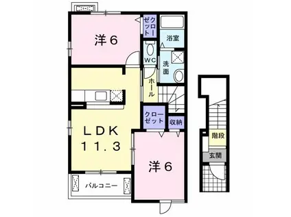 グリーンヒルズ大高台II(2LDK/2階)の間取り写真