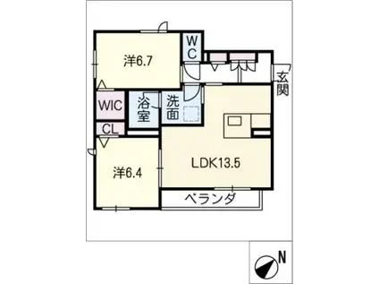 オリーナ赤池(2LDK/3階)の間取り写真