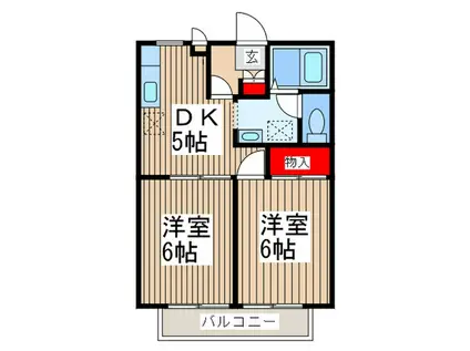 サンリヴェール(2DK/1階)の間取り写真