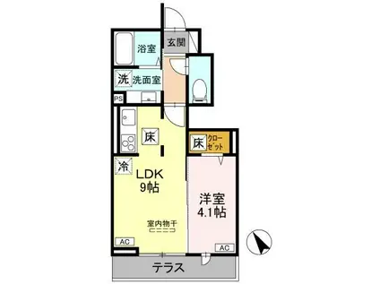 D-ROOM甲州街道(1LDK/1階)の間取り写真