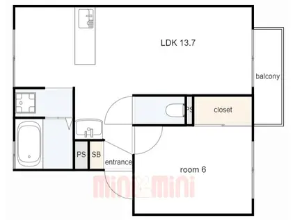 ハイツマスモトA・B・C棟(1LDK/2階)の間取り写真
