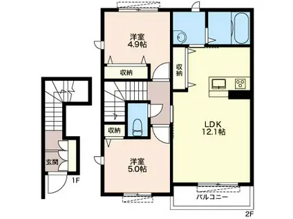 サンクレストIII(2LDK/2階)の間取り写真