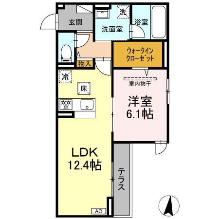 D PAINA 子母口 II(1LDK/1階)の間取り写真