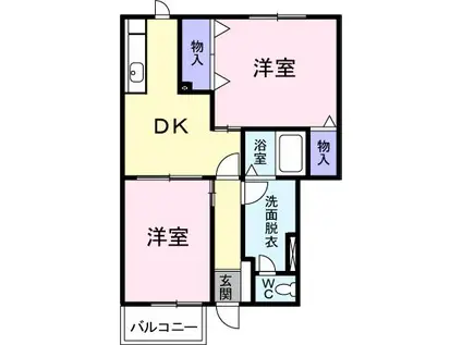 サニーガーデン・M(2DK/1階)の間取り写真