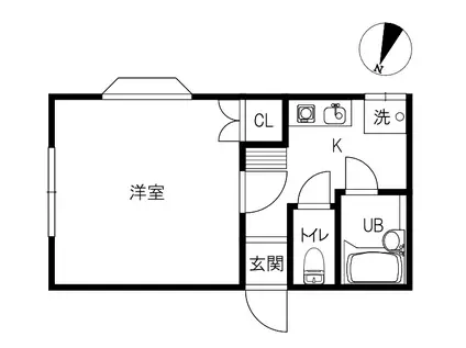 ベルビューIII(1K/2階)の間取り写真