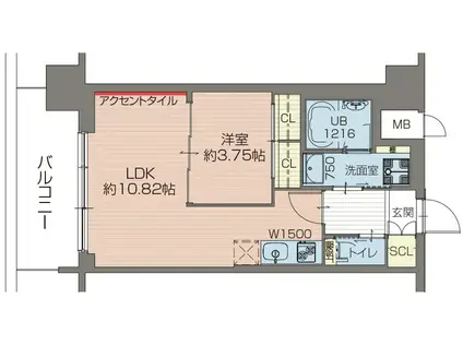プレジオ難波(1LDK/13階)の間取り写真