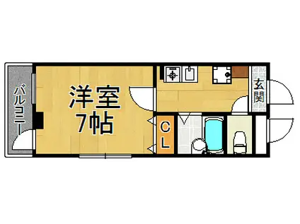 セイント・プレアー2(1K/4階)の間取り写真