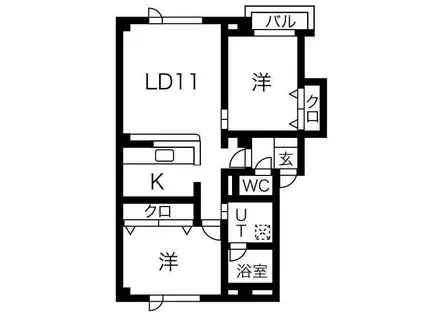 アミティコート(2LDK/1階)の間取り写真