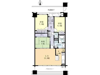 サーパスつくば研究学園815(3LDK/8階)の間取り写真