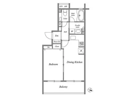 レジデンス桜新町スクエア(1DK/4階)の間取り写真