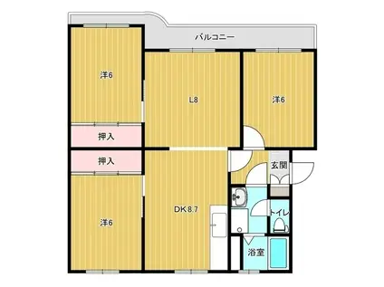 ベイヒル国府(3LDK/2階)の間取り写真