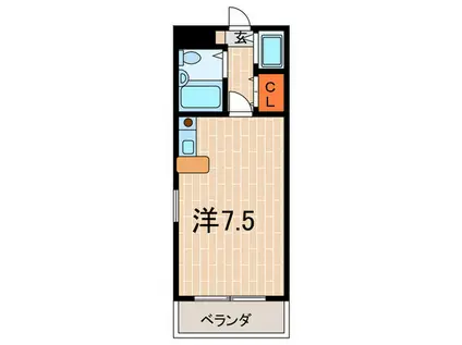 クレスト夙川(ワンルーム/1階)の間取り写真