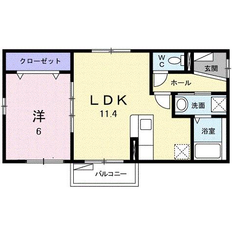 メゾンアルトウム(1LDK/1階)の間取り写真