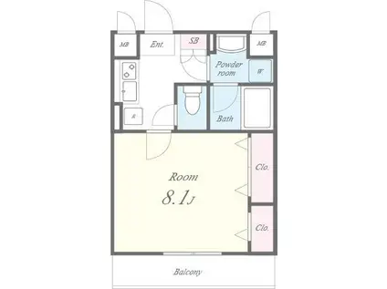 アゼリコンフォールふじみ(1K/2階)の間取り写真