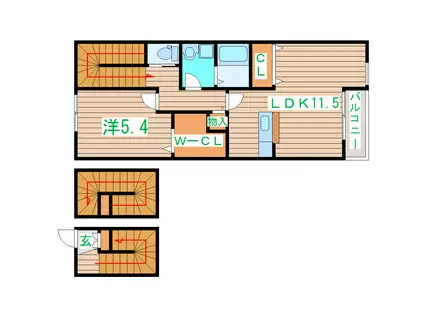 サニーフラット(1LDK/3階)の間取り写真