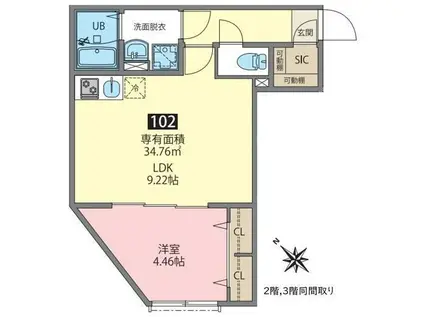 ZENMACHIYA(1LDK/2階)の間取り写真