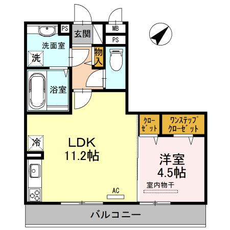 シャバーニ(1LDK/3階)の間取り写真