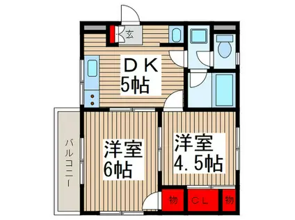 SUN ROSA 田中(2DK/2階)の間取り写真