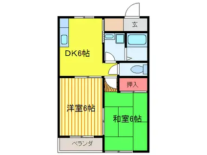 メゾン・ド・ボワI(2DK/1階)の間取り写真