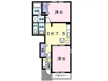 エステート・A II(2DK/1階)の間取り写真