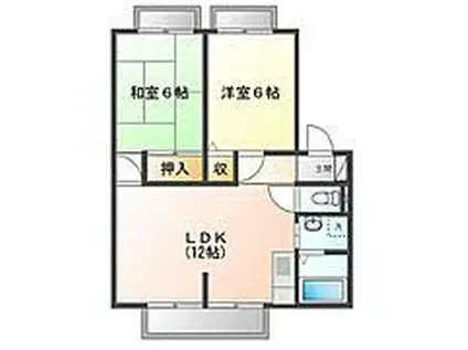 ウインディア・カネト(2LDK/2階)の間取り写真