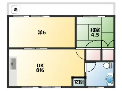 なぎさ荘(2DK/3階)の間取り写真