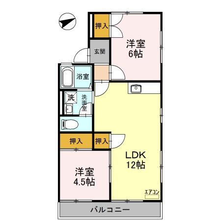 エステートミライ(2LDK/1階)の間取り写真