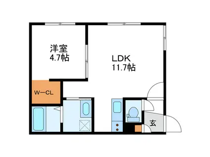 SERAM桑園 セラム桑園(1LDK/1階)の間取り写真