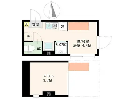 貫井4丁目アパート(ワンルーム/1階)の間取り写真