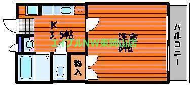 プラージュアン(1K/1階)の間取り写真