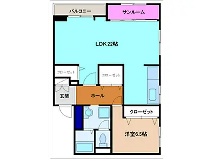 シャンドマルス(1LDK/1階)の間取り写真