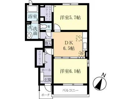 WHITE HOUSE D(2DK/1階)の間取り写真