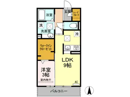 SALT VALLEY COURTII(1LDK/1階)の間取り写真