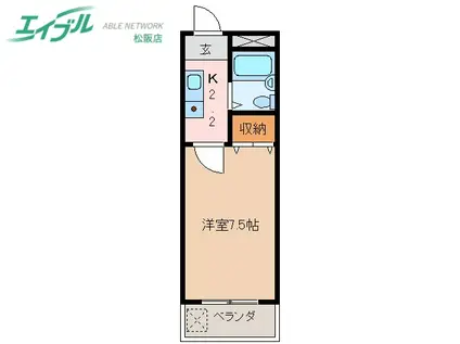 ハーベスト久保(1K/2階)の間取り写真