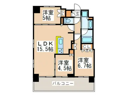 サムティレジデンス藤が丘(3LDK/3階)の間取り写真