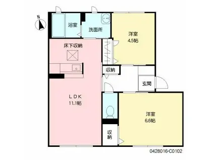 メゾンアンリシール C棟(2LDK/1階)の間取り写真