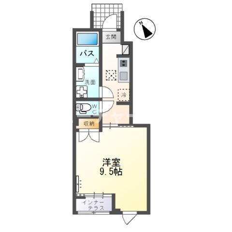 水戸市見川5丁目アパート(1K/1階)の間取り写真