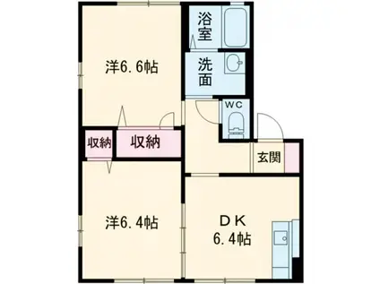 パールビュー II棟(2DK/2階)の間取り写真