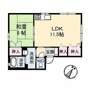 クレルバリュージュC棟(1LDK/1階)の間取り写真