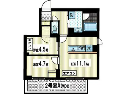 -ベルフィオーレ-(2LDK/3階)の間取り写真
